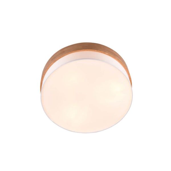 Plafón de techo redondo madera natural 50 cm Seasons 2xE14 40W con luz