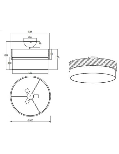 Candeeiro de teto redondo de madeira...