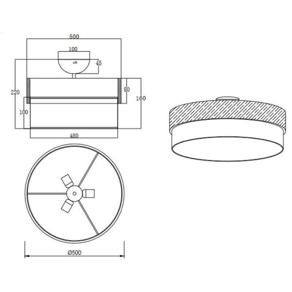 Candeeiro de teto redondo de madeira...