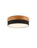 Plafón de techo redondo madera natural pantalla negra 50 cm Seasons 2xE14 40W