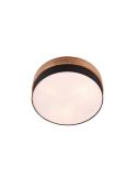 Candeeiro de teto redondo de madeira natural abajur preto 50 cm Seasons 2xE14 40W com luz