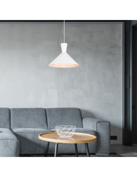 Lámpara de techo colgante metálica varios colores Enzo 1xE27 28W blanca ambiente