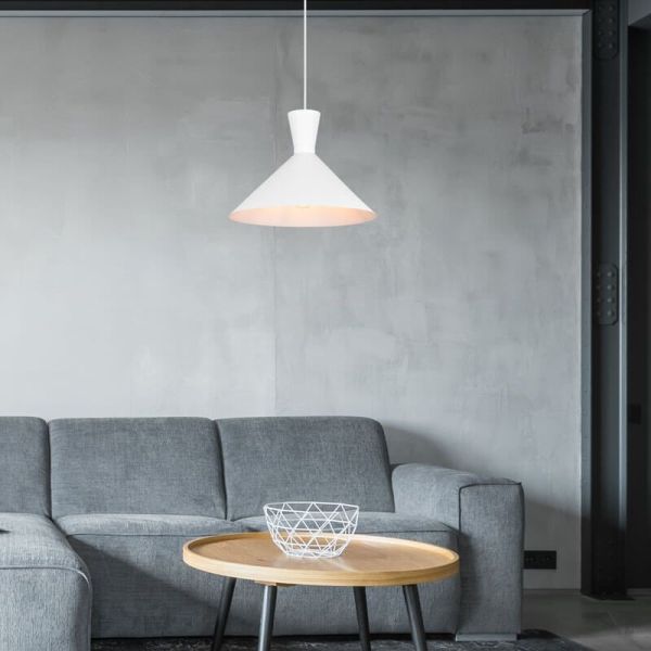 Lámpara de techo colgante metálica varios colores Enzo 1xE27 28W blanca ambiente