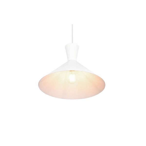 Lámpara de techo colgante metálica varios colores Enzo 1xE27 28W blanca detalle luz