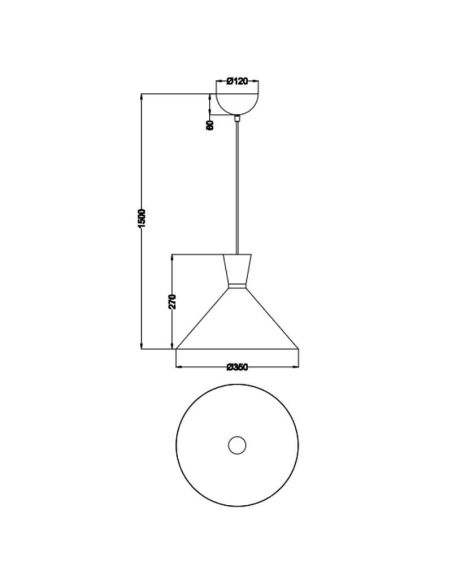 Plafonnier suspendu en métal différentes couleurs Enzo 1xE27 28W mesures