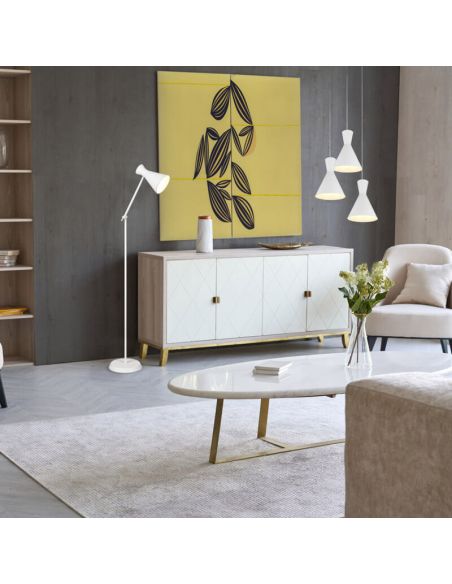 Candeeiro de pé estilo flexo de metal várias cores Enzo 1xE27 10W branco ambiente