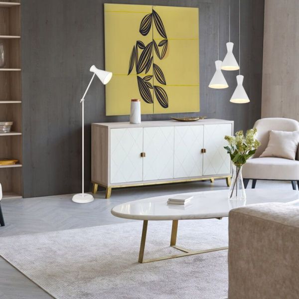 Lámpara de pie estilo flexo metálico varios colores Enzo 1xE27 10W blanca ambiente