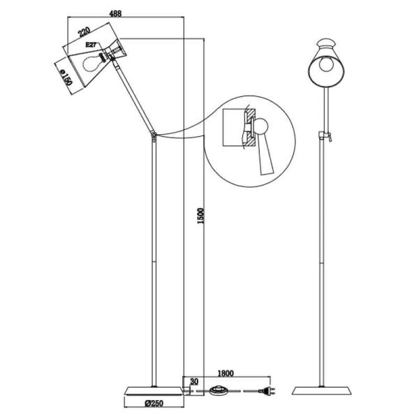 Lampadaire style flexo métallique...