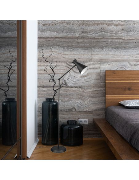Candeeiro de pé estilo flexo de metal várias cores Enzo 1xE27 10W preto ambiente