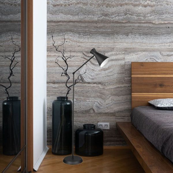 Lampadaire style flexo en métal différentes couleurs Enzo 1xE27 10W noir ambiant