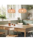 Lámpara de techo colgante rattan natural altura ajustable Inga 1xE27 40W ambiente