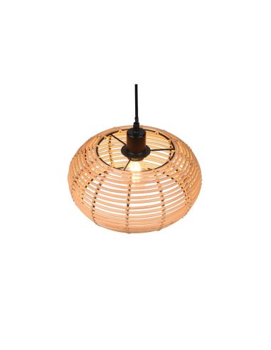 Lámpara de techo colgante rattan natural altura ajustable Inga 1xE27 40W detalle desde arriba