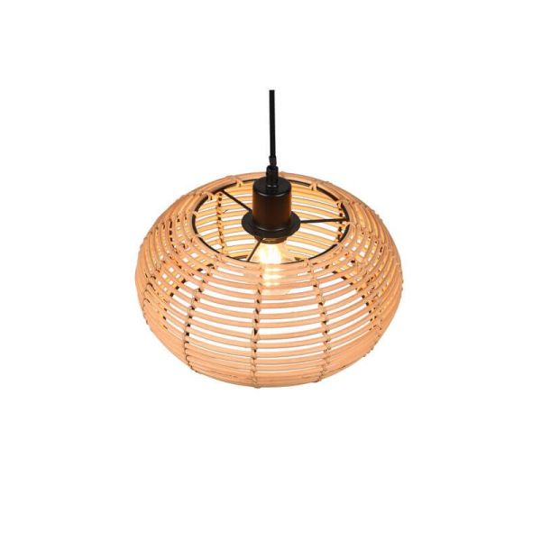 Lámpara de techo colgante rattan natural altura ajustable Inga 1xE27 40W detalle desde arriba