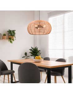 Lámpara de techo colgante rattan natural altura ajustable Inga 3xE27 40W 2