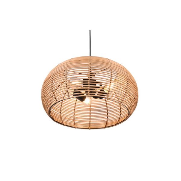 Lámpara de techo colgante rattan natural altura ajustable Inga 3xE27 40W detalle luz