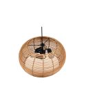 Lámpara de techo colgante rattan natural altura ajustable Inga 3xE27 40W detalle desde arriba sin luz