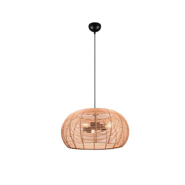 Lámpara de techo colgante rattan natural altura ajustable Inga 3xE27 40W