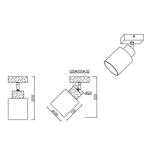 Aplique de madeira natural 1xE14 25W Medidas Assam