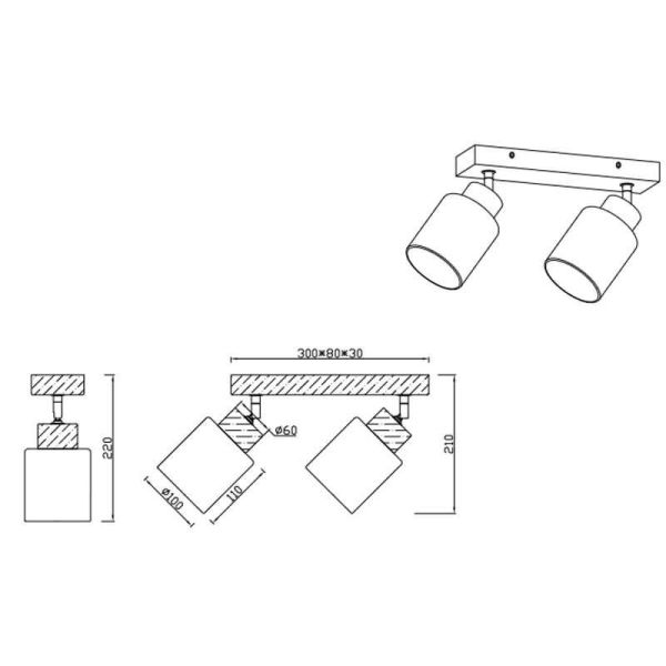 Spot de teto e parede Assam madeira...