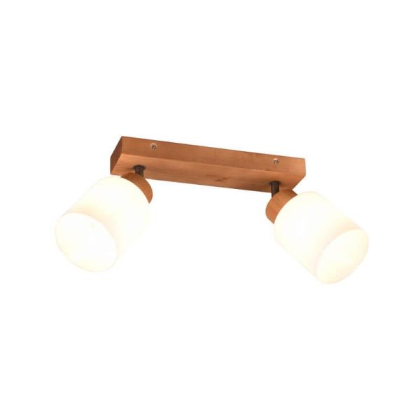 Foco de techo y pared madera natural Assam 2xE14 25W