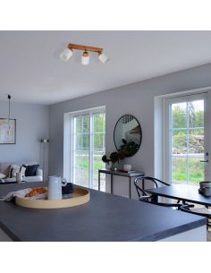 Foco de techo y pared madera natural Assam 3xE14 25W 2