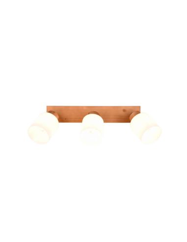 Foco de techo y pared madera natural Assam 3xE14 25W luces articulables