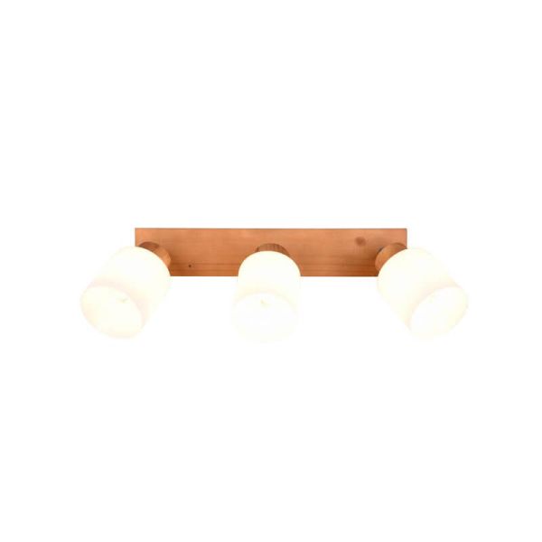 Foco de techo y pared madera natural Assam 3xE14 25W luces articulables