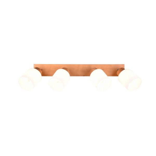 Foco de techo y pared madera natural Assam 4xE14 25W con luz
