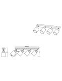 Foco de techo y pared madera natural Assam 4xE14 25W medidas