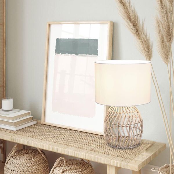 Lámpara de sobremesa rattan natural 1xE27 40W Rike ambiente