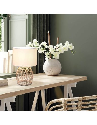Lámpara de sobremesa rattan natural 1xE27 40W Rike ambiente 2