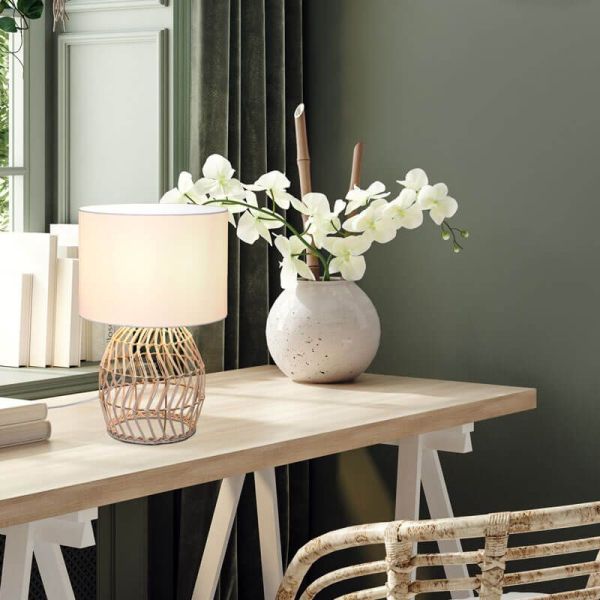 Lámpara de sobremesa rattan natural 1xE27 40W Rike ambiente 2