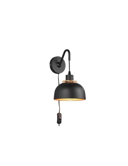 Aplique de pared negro metálico 1xE27 40W Punch