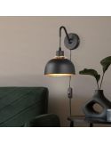 Aplique de pared negro metálico 1xE27 40W Punch ambiente
