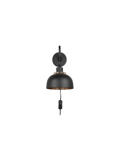 Aplique de pared negro metálico 1xE27 40W Punch sin luz