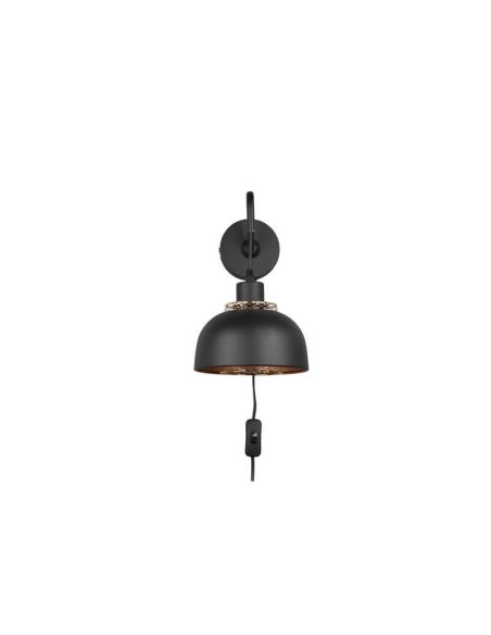 Aplique de pared negro metálico 1xE27 40W Punch sin luz