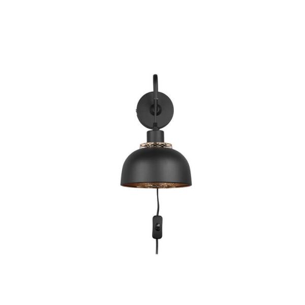 Aplique de pared negro metálico 1xE27 40W Punch sin luz