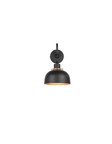 Aplique de pared negro metálico 1xE27 40W Punch detalle