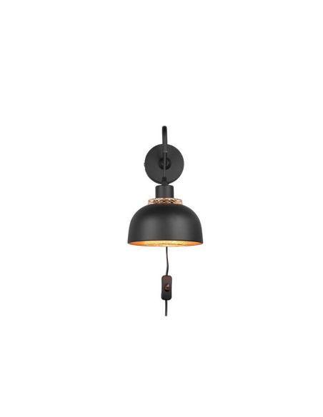 Aplique de pared negro metálico 1xE27 40W Punch de fernte