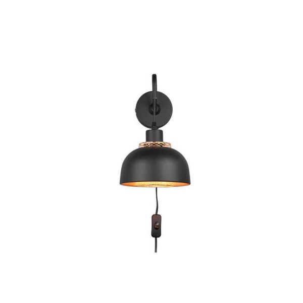 Aplique de pared negro metálico 1xE27 40W Punch de fernte