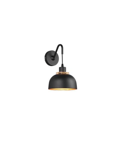 Aplique de pared negro metálico 1xE27 40W Punch de lado