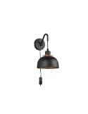 Aplique de pared negro metálico 1xE27 40W Punch lateral sin luz