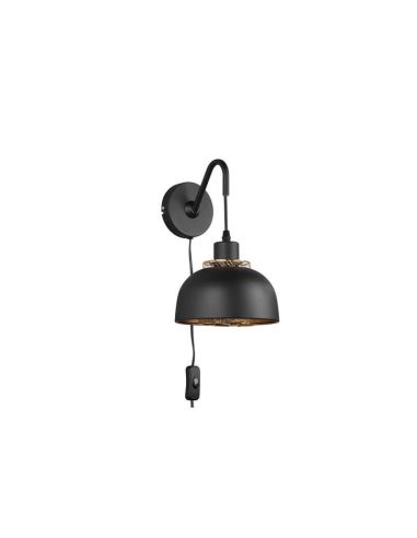 Aplique de pared negro metálico 1xE27 40W Punch lateral sin luz