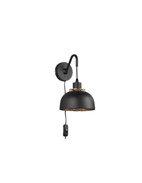 Aplique de pared negro metálico 1xE27 40W Punch lateral sin luz