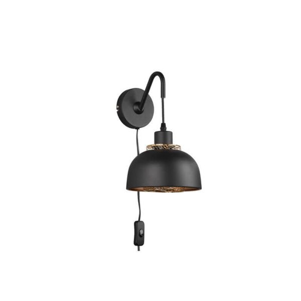 Aplique de pared negro metálico 1xE27 40W Punch lateral sin luz
