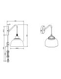 Aplique de pared negro metálico 1xE27 40W Punch medidas