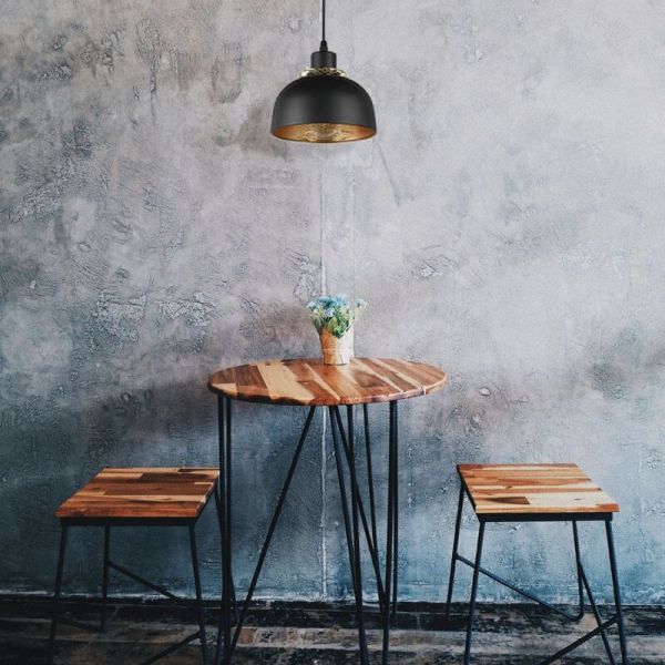 Plafonnier suspendu en métal noir 18cm 1xE27 40W Ambiance Punch