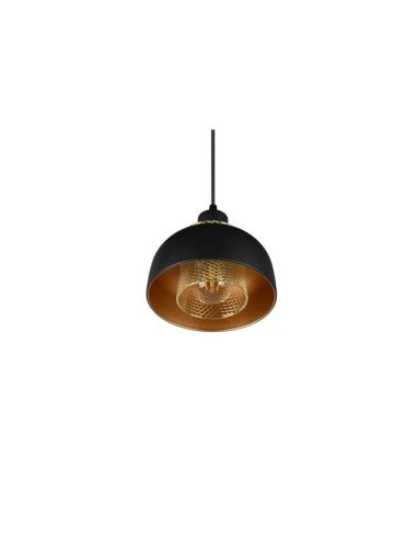 Lámpara de techo colgante metálico color negro 18cm 1xE27 40W Punch detalle sin luz