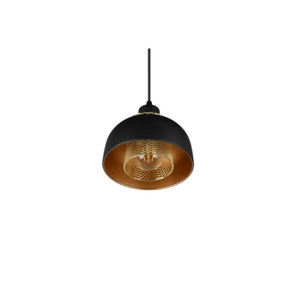 Candeeiro de teto suspenso de metal preto 18cm 1xE27 40W Detalhe perfurado sem luz