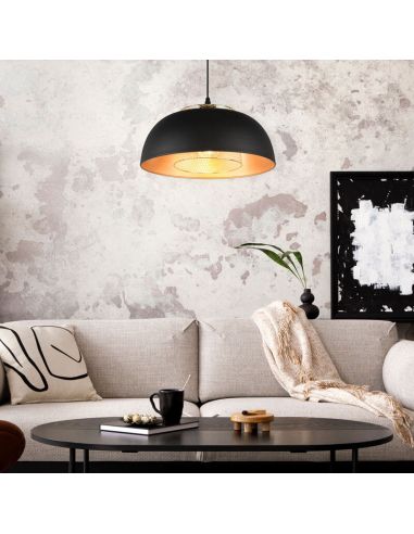 Lámpara de techo colgante negro y dorado Punch 1xE27 40W ambiente